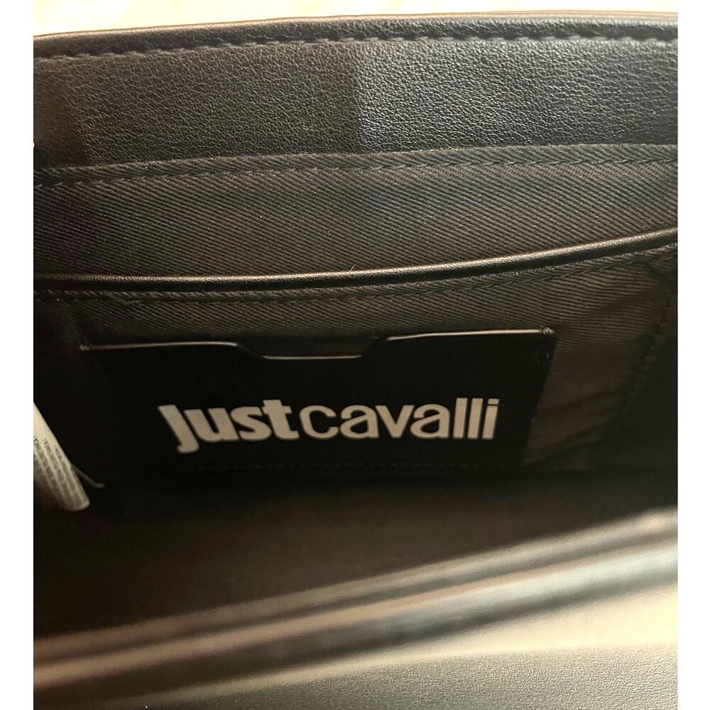 Just Cavalli Black Faux Leather Logo-Buckle Top-Handle / Crossbody EUC - Picture 8 of 9